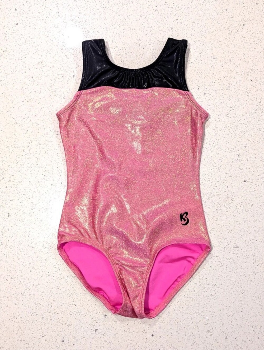 BEAUTIFUL Kbee Gymnastics Dance Leotard Medium SHINY Salmon METALLIC Pixelated